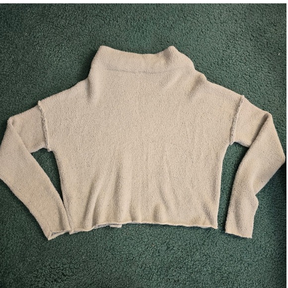 Free People Womens M‎ San Vincente Pullover Silver Sapphire Knit Cropped Sweater - Picture 9 of 9